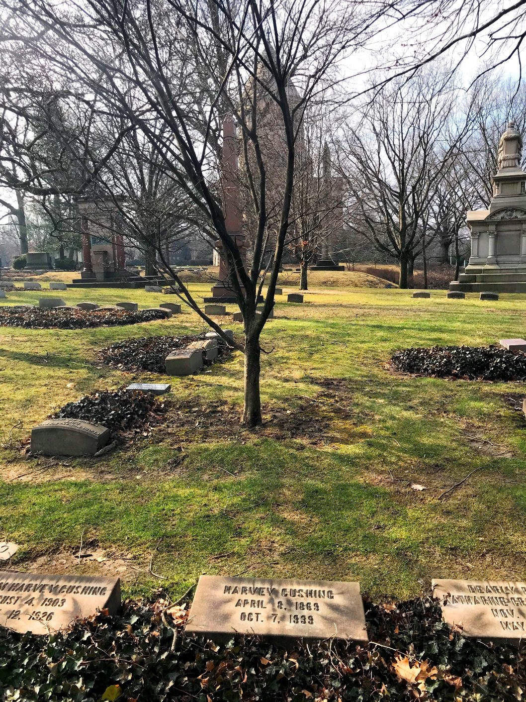 Harvey Cushing's tomb, Lake View Cemetery, Cleveland - 01.jpg